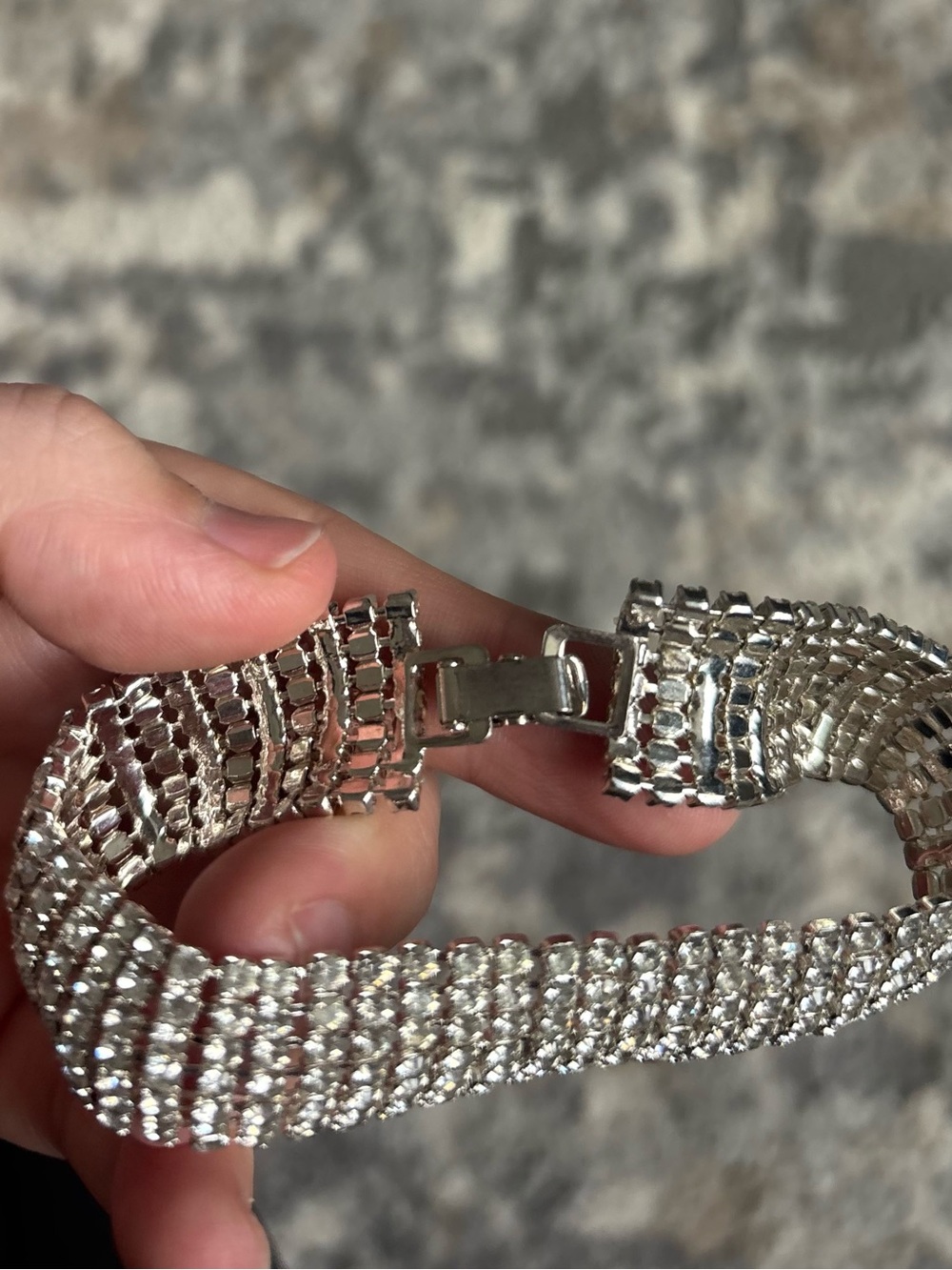 Vintage Silver Crystal Bracelet - Glittering Tennis Style - Picture 6 of 8